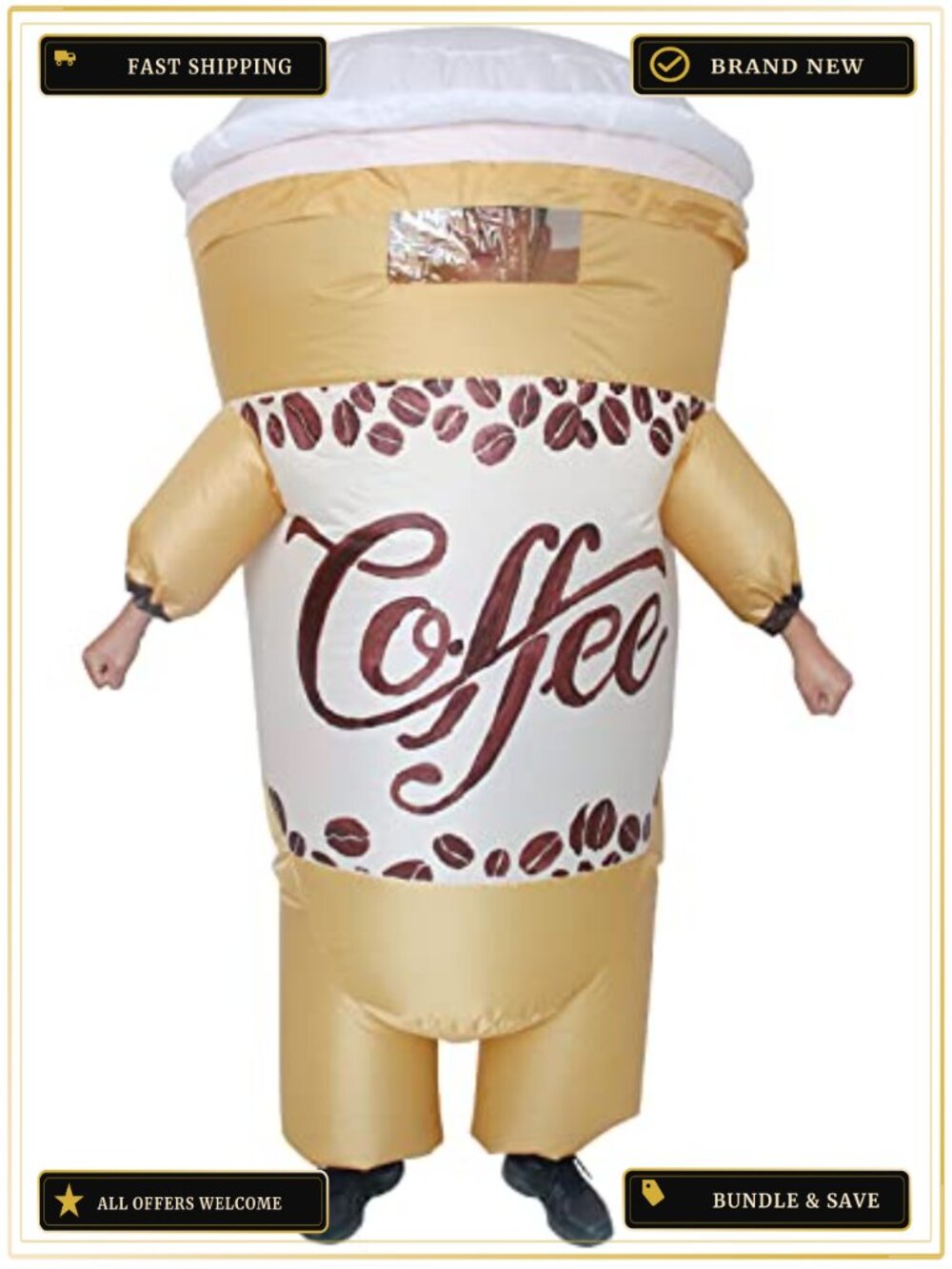 Adult Inflatable Coffee Cup Costume Blow Up Halloween Cosplay